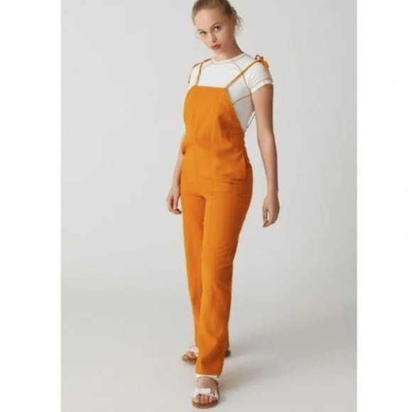 Urban Outfitters | Harley Linen Tie Strap Wide Leg Overalls Jumpsuit Size L - Picture 16 of 16